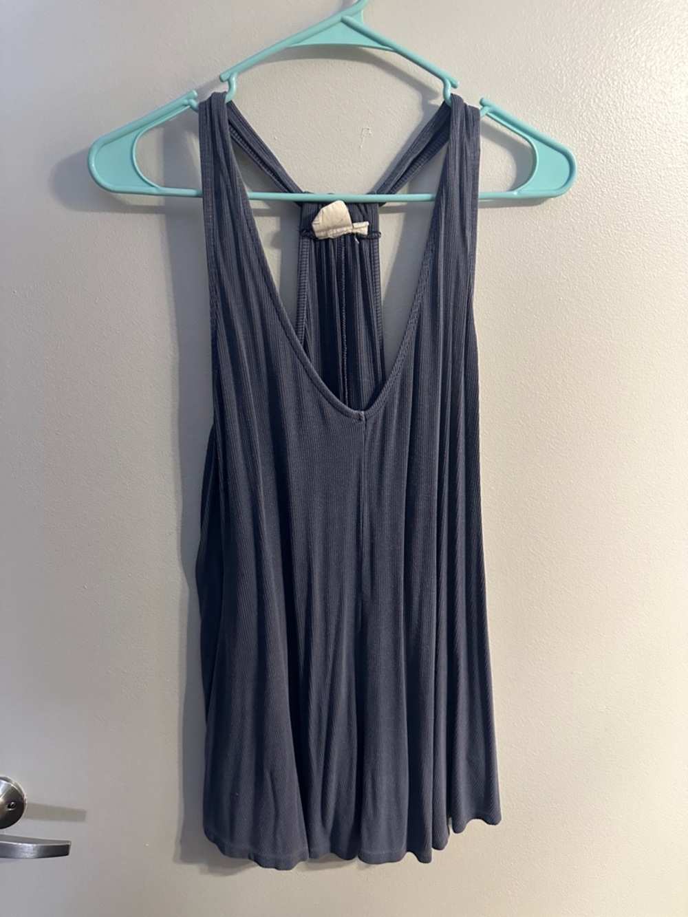 White Crow Blue Grey Draped Racerback Tank